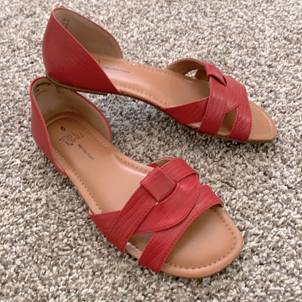 Red Time & Tru Cut out Flats